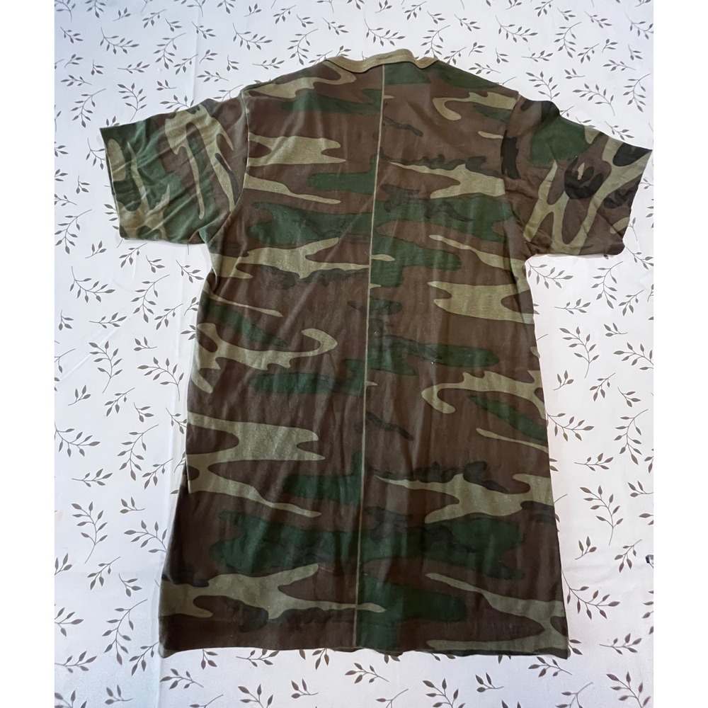 Vintage Camo T-Shirt Kids Medium Woodland Camouflage Short Sleeve Made in USA